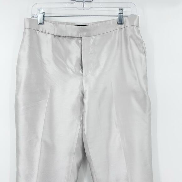 Ralph Lauren Black Label 100% Silk Straight Leg Trouser Pants Silver Womens 6 - Picture 5 of 12